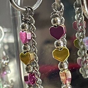 Heart Charm Silver Earrings